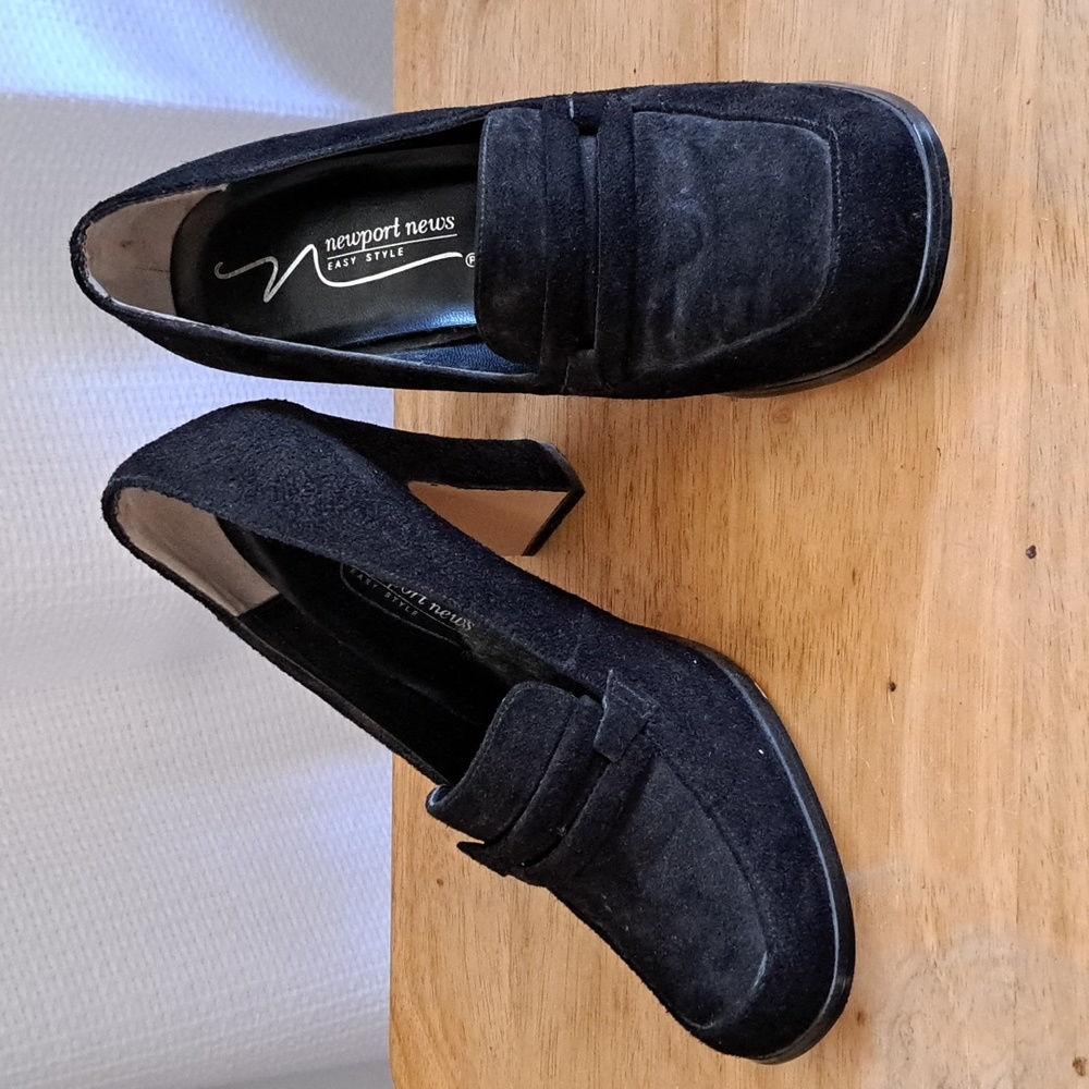 Black Suede leather high heels sz 7 by Newport News